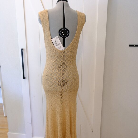 NWT Zara tan mesh/lace mai dress or beach coverup - Picture 3 of 5